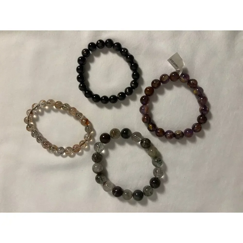 4pc Gemstone Beaded Bracelet Bundle Earth Tone Stackable